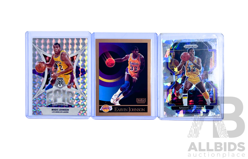 Magic Johnson LA Lakers Three Card Insert Lot