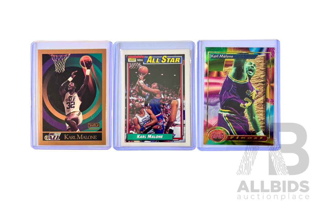 Karl Malone Utah Jazz Mixed Era 3 Card Lot