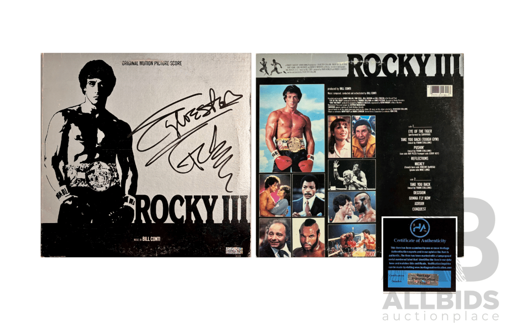 Rocky III Sylvester Stallone Original Motion Picture Score Autographed LP with COA