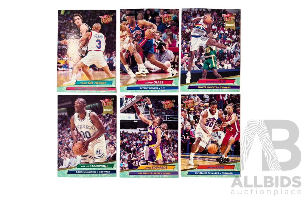 NBA Famous 1992-93 Fleer Ultra NBA 6 Card Lot