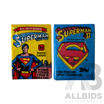 Superman The Movie & Superman II Vintage Topps Wax Pack Pair