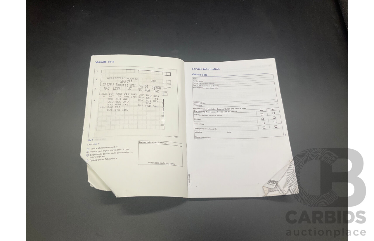 1/2012 Volkswagen Touareg V6 TDI 7P MY12 4d Wagon Deep Black Pearl Turbo Diesel V6 3.0L