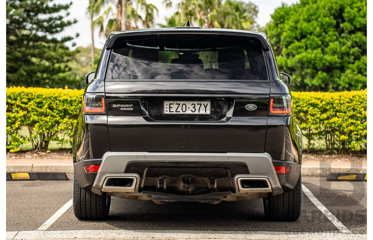 06/2018 Land Rover Range Rover Sport SDV6 SE (225kW AWD) LW MY18 4d Wagon Santorini Black Metallic Turbo Diesel V6 3.0L