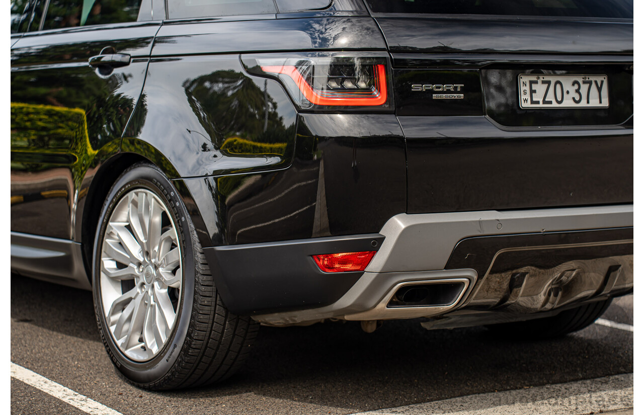 06/2018 Land Rover Range Rover Sport SDV6 SE (225kW AWD) LW MY18 4d Wagon Santorini Black Metallic Turbo Diesel V6 3.0L