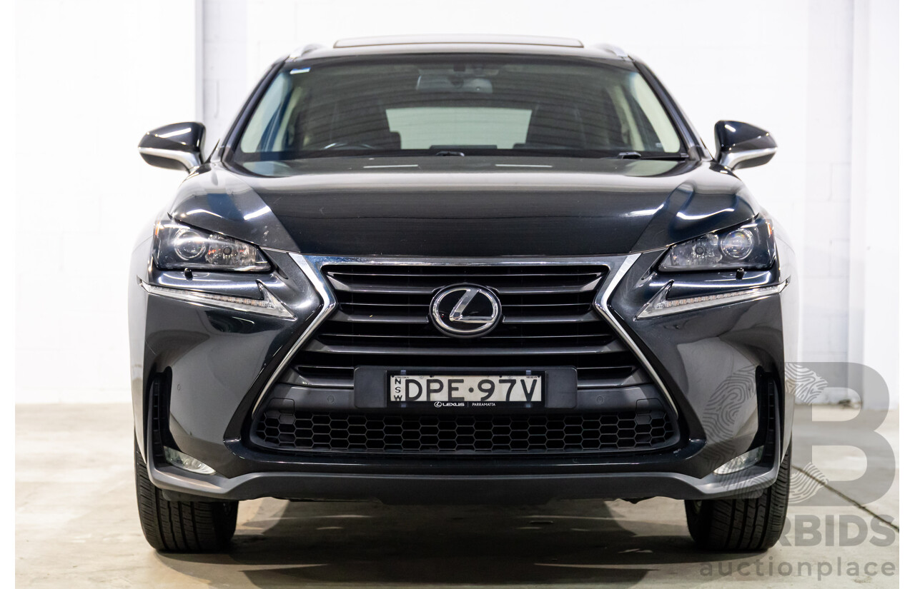 06/2017 Lexus NX200t Luxury (FWD) AGZ10R 4d Wagon Obsidian Black Turbo 2.0L