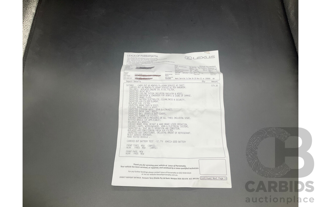 06/2017 Lexus NX200t Luxury (FWD) AGZ10R 4d Wagon Obsidian Black Turbo 2.0L