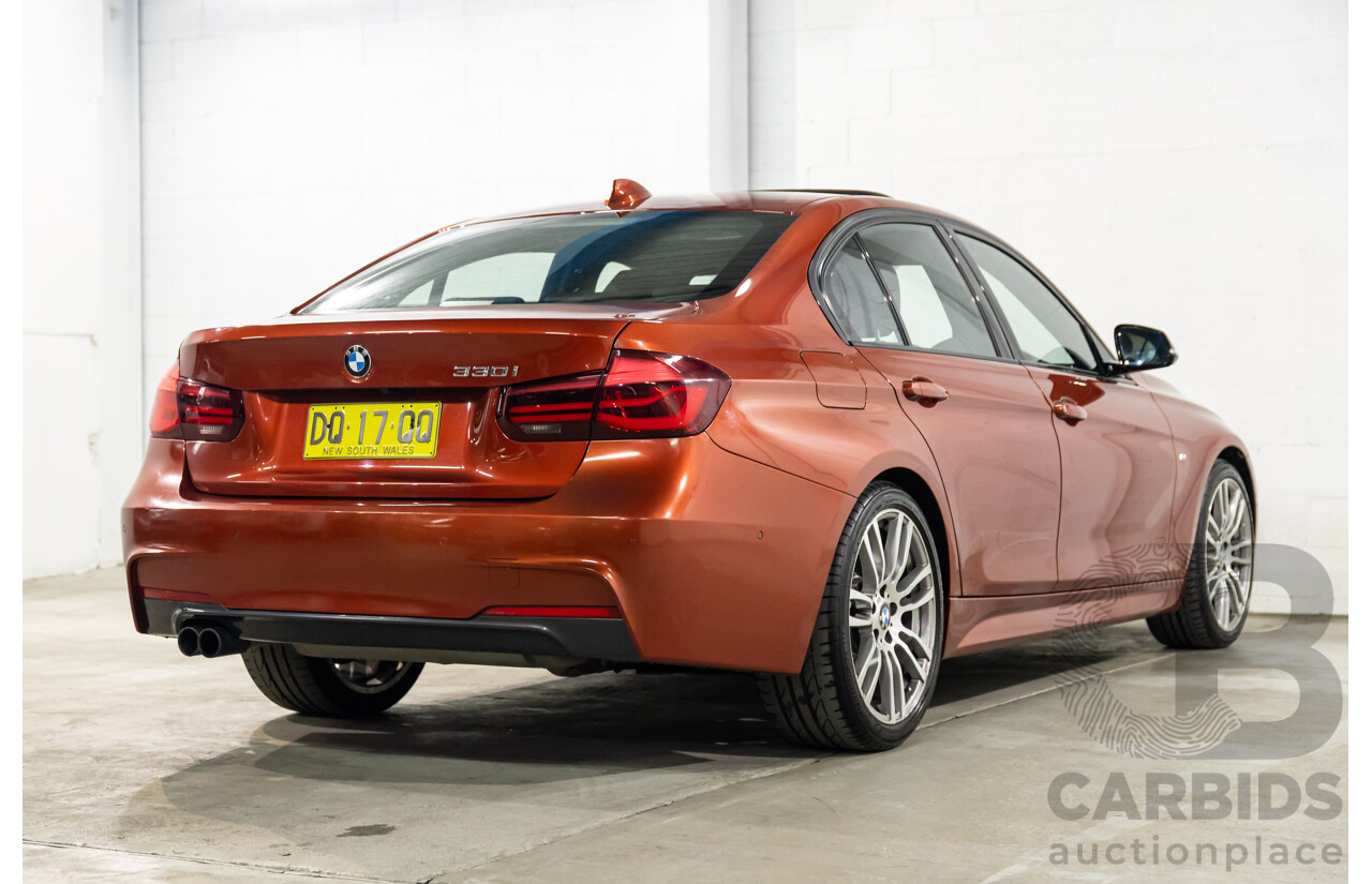 08/2018 BMW 330i M Sport (RWD) F30 LCI MY18 4d Sedan Sunset Orange Metallic Turbo 2.0L
