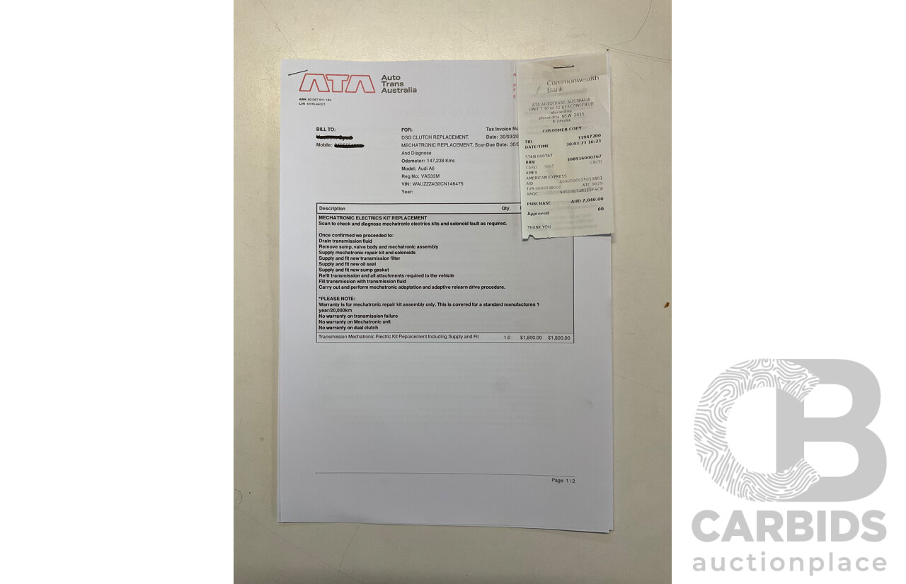 6/2012 Audi A6 S-Line 3.0 TDi Quattro 4GL 4d Sedan Ibis White Turbo Diesel V6 3.0L