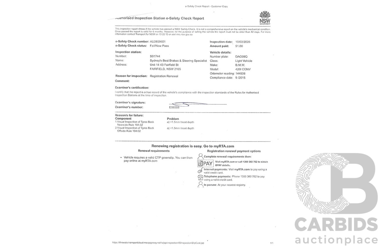 09/2015 BMW 420i M Sport (RWD) F33 MY15 2d Convertible Mineral Grey Metallic Turbo 2.0L
