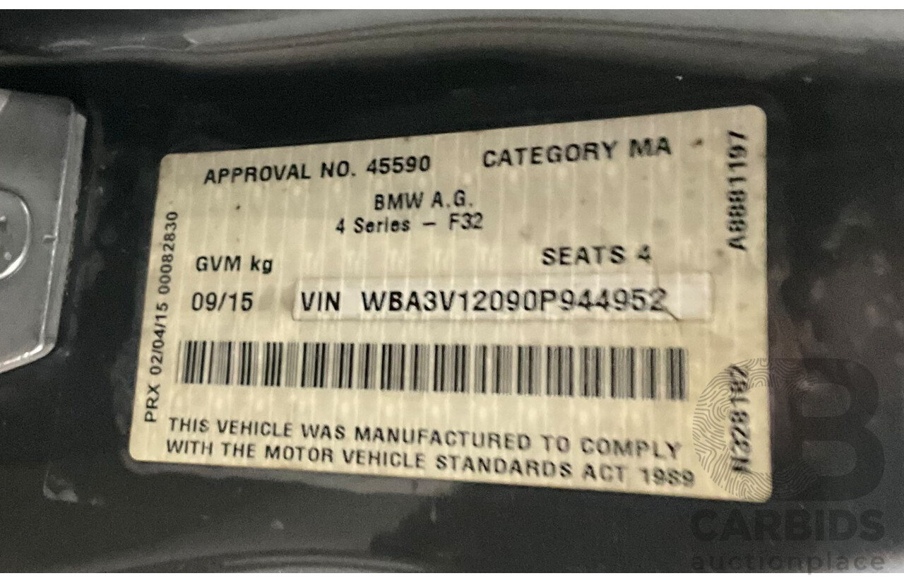 09/2015 BMW 420i M Sport (RWD) F33 MY15 2d Convertible Mineral Grey Metallic Turbo 2.0L