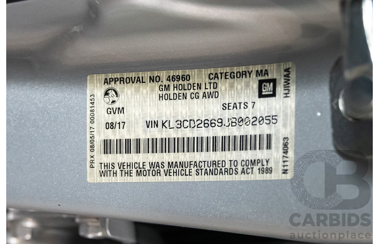 09/2017 Holden Captiva 7 LTZ (AWD) AWD CG MY18 4D Wagon Nitrate Silver Metallic Turbo Diesel 2.2L - 7 Seater