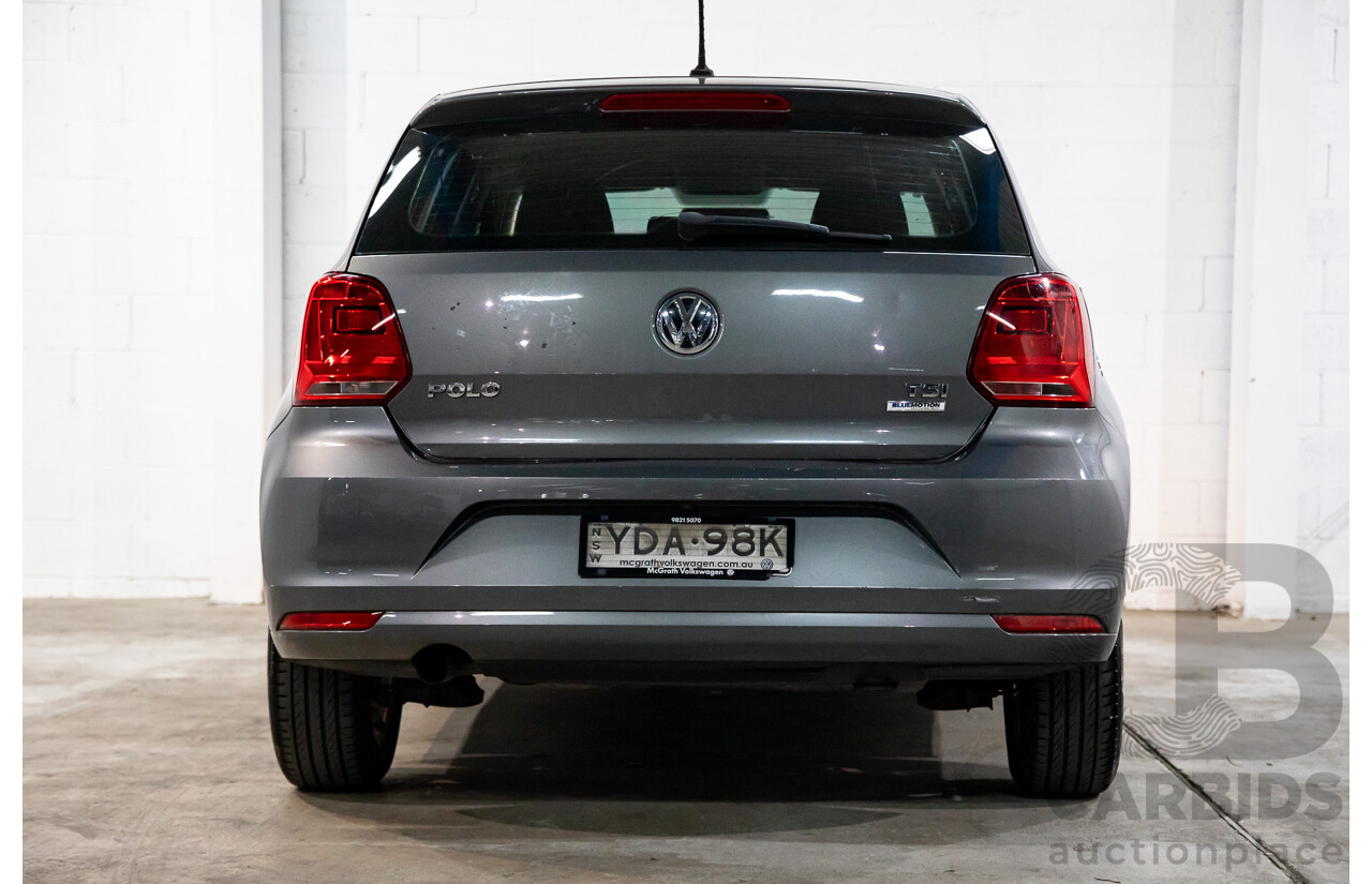 12/2015 Volkswagen Polo 81 TSI Comfortline (FWD) 6R MY16 5d Hatchback Pepper Grey Metallic Turbo 1.2L