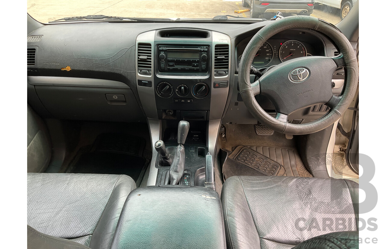 9/2003 Toyota Landcruiser Prado GXL (4x4) KZJ120R 4d Wagon Artic White Turbo Diesel 3.0L