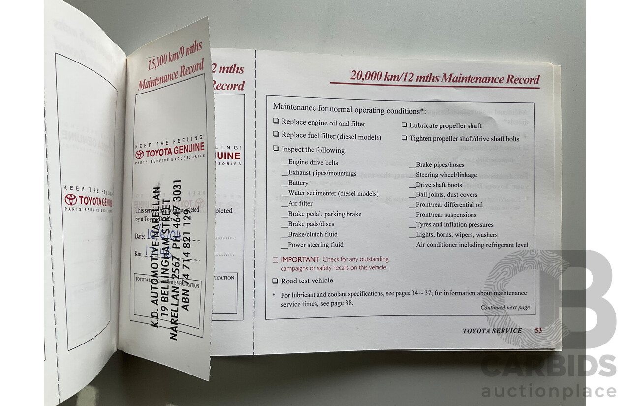 9/2003 Toyota Landcruiser Prado GXL (4x4) KZJ120R 4d Wagon Artic White Turbo Diesel 3.0L