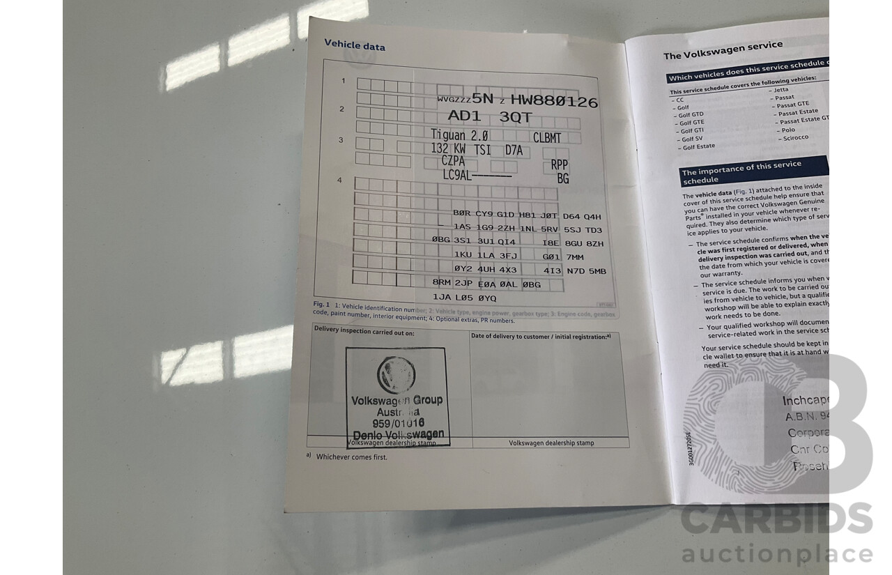 04/2017 Volkswagen Tiguan 132 TSI Comfortline (AWD) 5NA 4d Wagon Pure White Turbo 2.0L