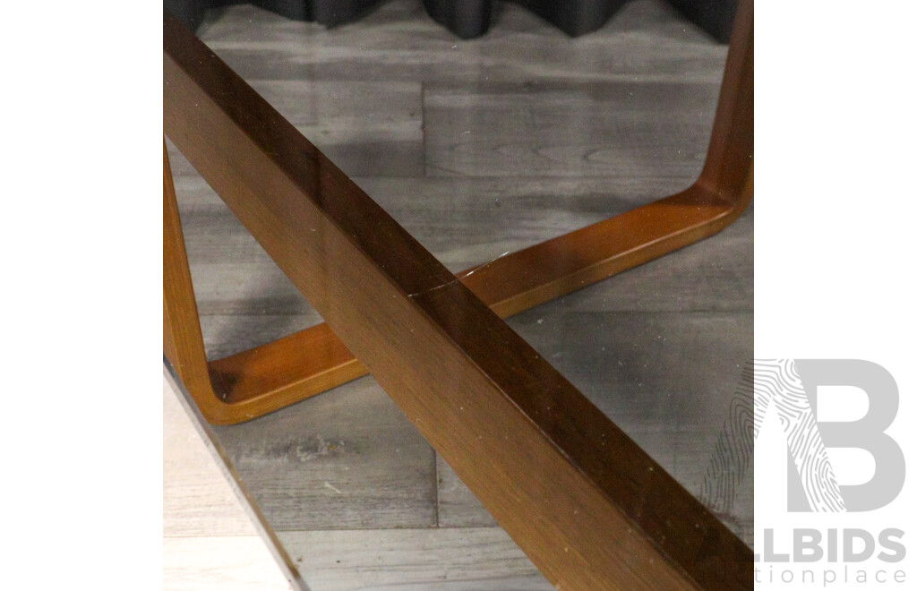 Tessa Bentwood Coffee Table with Smoky Glass Top