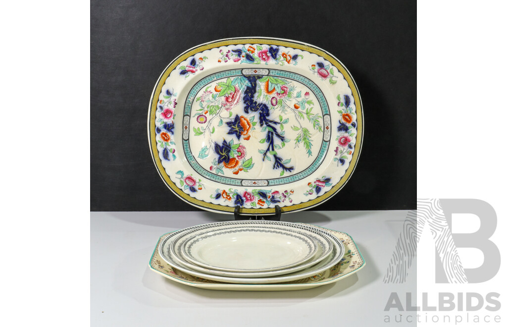 Collection of Oval Serving Platters by Doulton's Rouen, Copeland Spode and Vesper