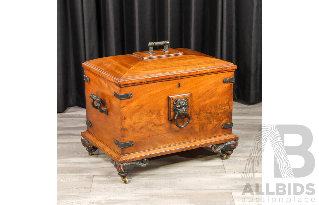 Victorian Elm Brass Bound Cellarette with Lead Lining