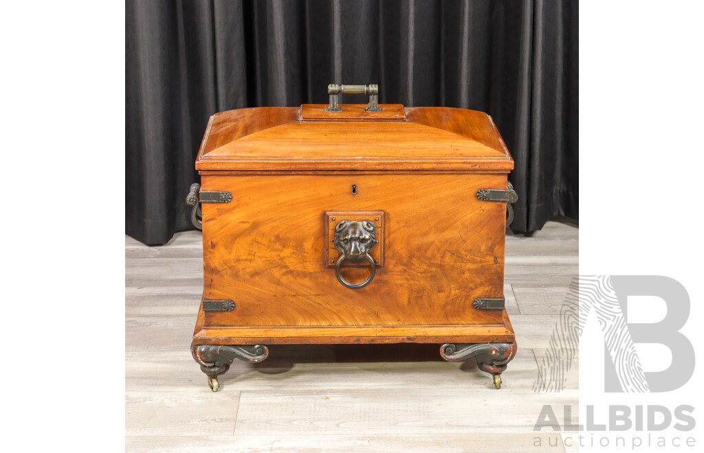 Victorian Elm Brass Bound Cellarette with Lead Lining