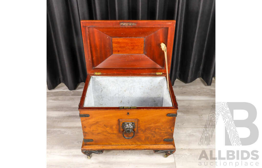 Victorian Elm Brass Bound Cellarette with Lead Lining