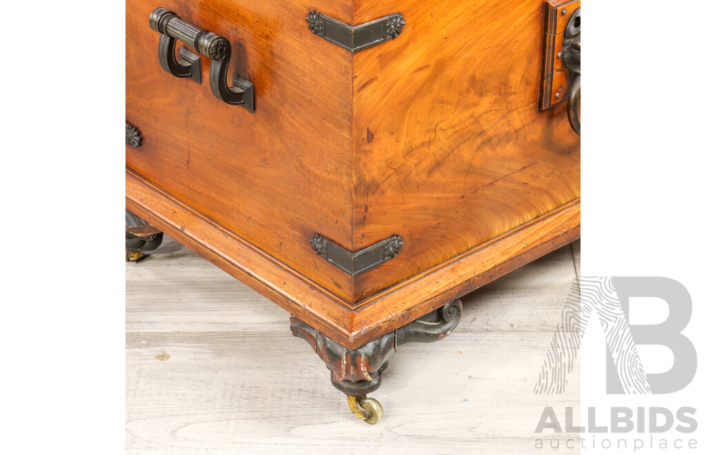 Victorian Elm Brass Bound Cellarette with Lead Lining
