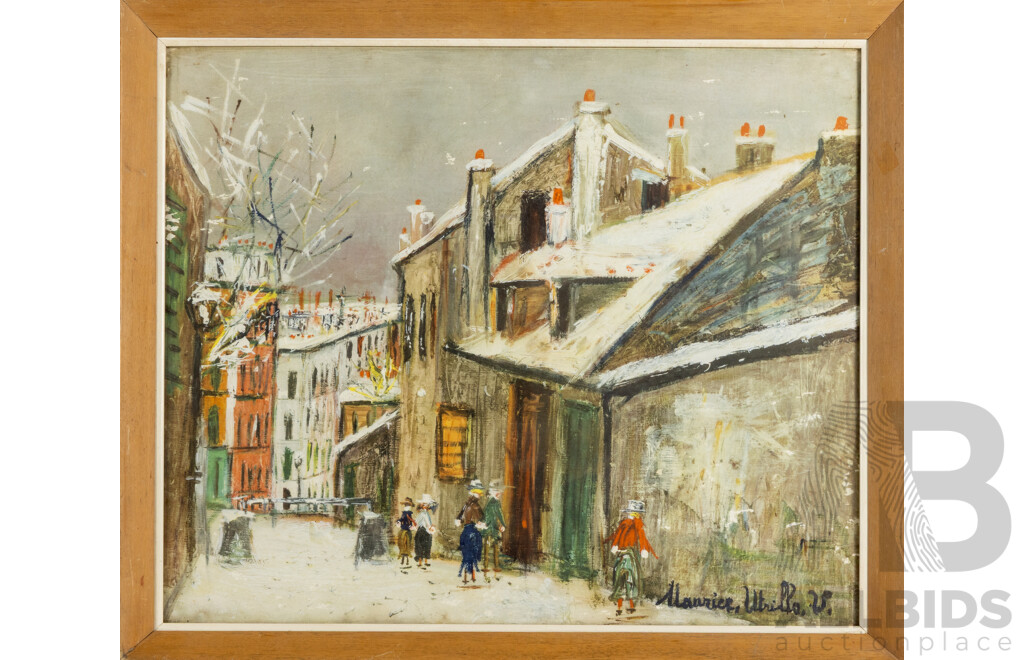 Maurice Utrillo V. (19/20th Century, French,1883-1955), Rue De Montmarte 20th, Vintage Reproduction Print After Original, 57 x 68 cm (frame)