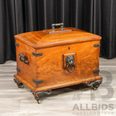 Victorian Elm Brass Bound Cellarette with Lead Lining