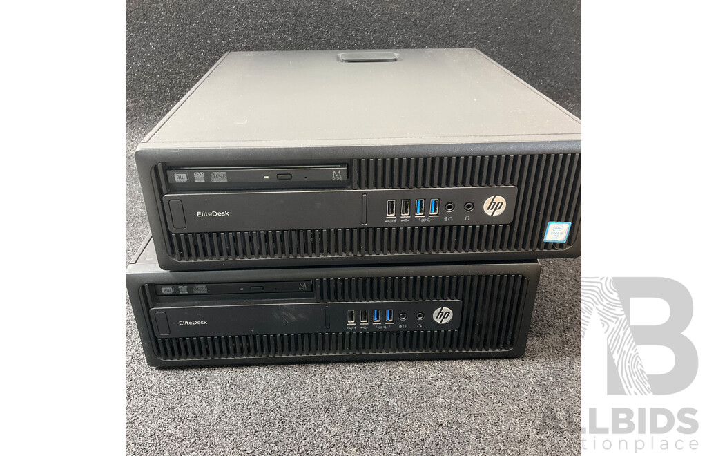 HP EliteDesk 705 G3 Small Form Factor AMD PRO A8 (9600) R7, 10 Compute Cores 4C+6G CPU Desktop Computer and HP EliteDesk 800 G0 Small Form Factor Intel Core I5 (6500) 3.20GHz CPU Desktop Compute- Lot of 2