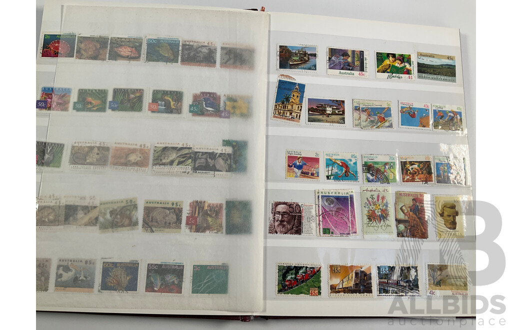 Two Vintage Stamp Albums Including Australia, France, Italy, Korea, Shanghai Exhibition Center First Day Covers, 1960's-70's Space Program Stamps, Yemen, Russia, Liberia, Burundi, Guinea and More