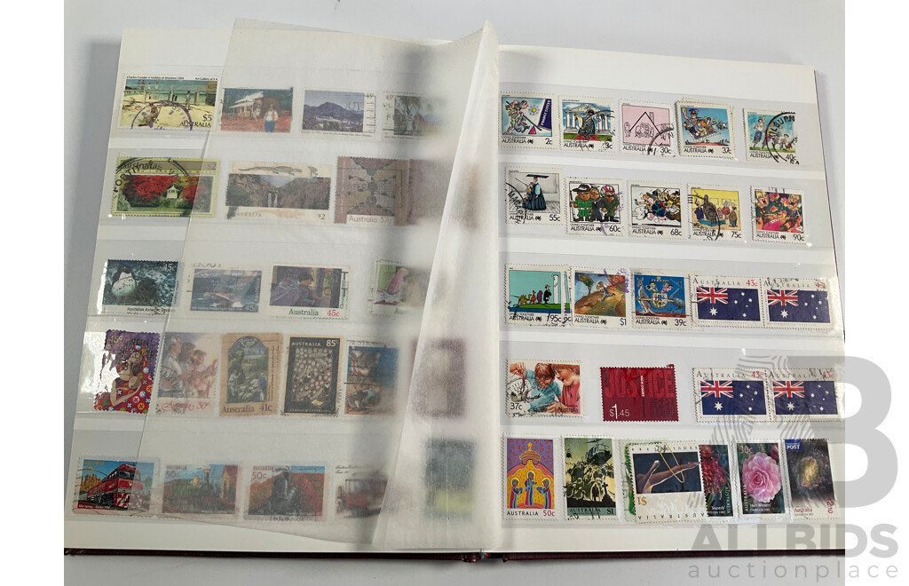 Two Vintage Stamp Albums Including Australia, France, Italy, Korea, Shanghai Exhibition Center First Day Covers, 1960's-70's Space Program Stamps, Yemen, Russia, Liberia, Burundi, Guinea and More