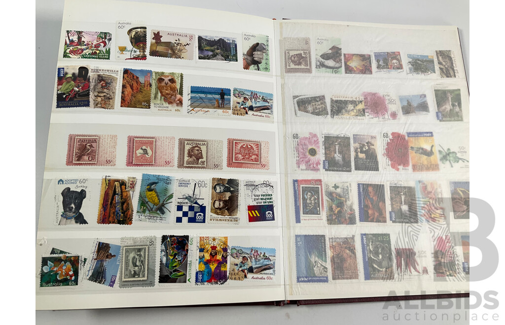 Two Vintage Stamp Albums Including Australia, France, Italy, Korea, Shanghai Exhibition Center First Day Covers, 1960's-70's Space Program Stamps, Yemen, Russia, Liberia, Burundi, Guinea and More