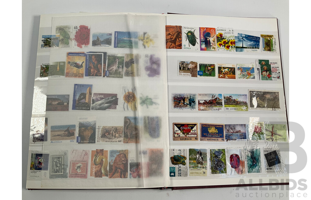 Two Vintage Stamp Albums Including Australia, France, Italy, Korea, Shanghai Exhibition Center First Day Covers, 1960's-70's Space Program Stamps, Yemen, Russia, Liberia, Burundi, Guinea and More