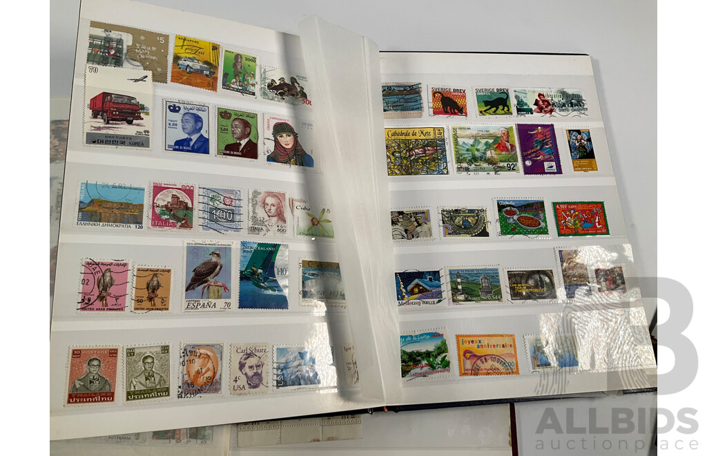 Two Vintage Stamp Albums Including Australia, France, Italy, Korea, Shanghai Exhibition Center First Day Covers, 1960's-70's Space Program Stamps, Yemen, Russia, Liberia, Burundi, Guinea and More