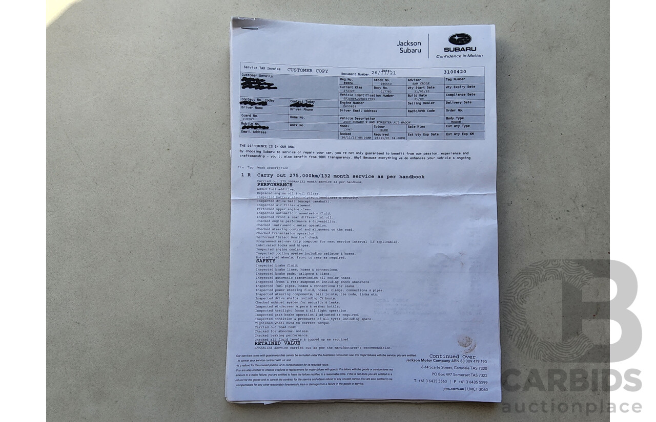 1/2009 Subaru Forester X MY09 4d Wagon Blue 2.5L