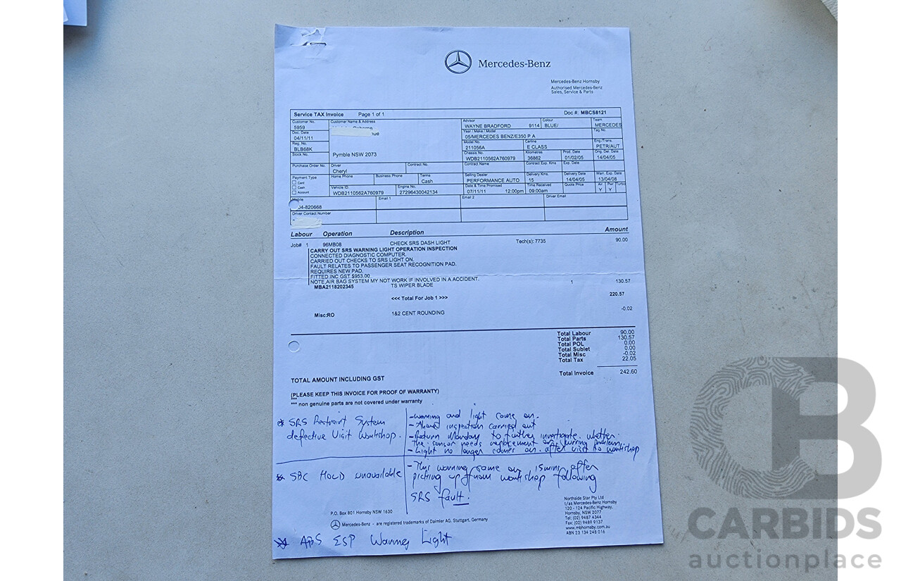 3/2005 Mercedes-Benz E350 Avantgarde 211 4d Sedan Blue 3.5L