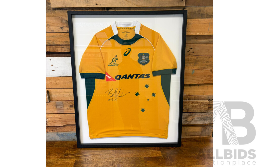 L106 - Framed Wallabies 2014 Jersey Signed by Ben Alexander
