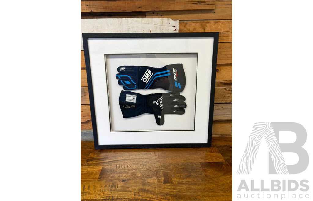 Framed Cameron Hill Signed Race Gloves - Bathurst 2025