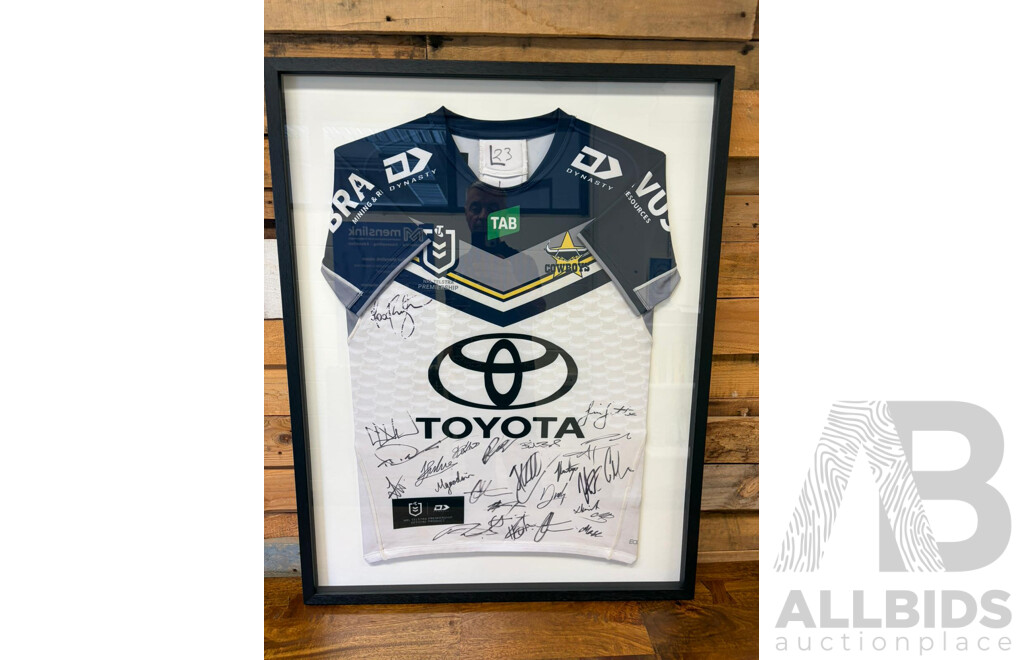 Framed 2023 NRL Cowboys Signed Jersey Donated by Former Raider Todd Payten
