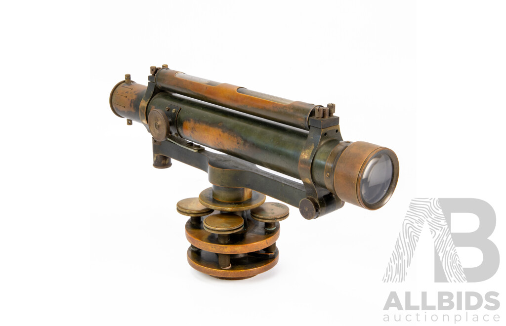 Vintage Troughton & Simms Theodolite with Timber Case, Ex Western Australia Public Works Department