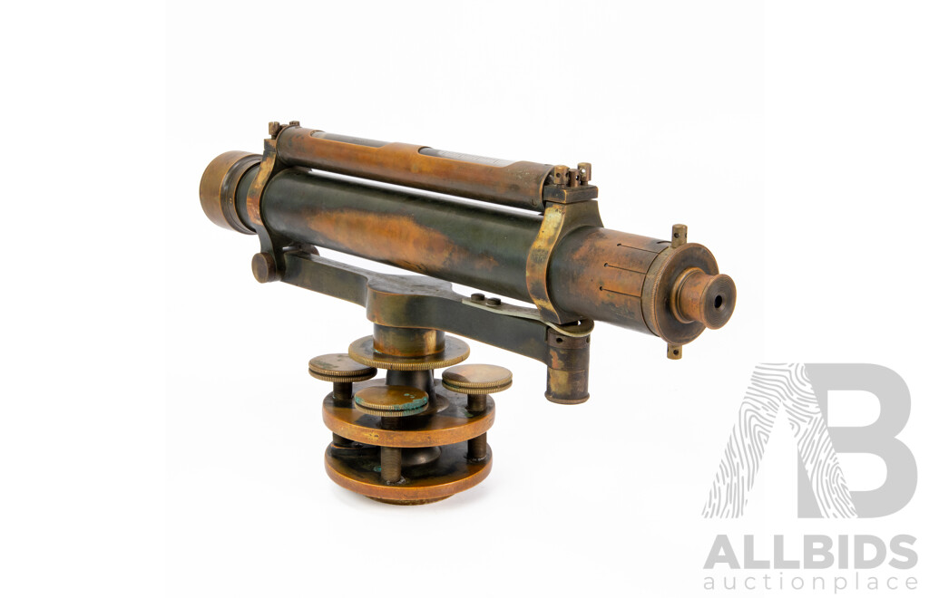 Vintage Troughton & Simms Theodolite with Timber Case, Ex Western Australia Public Works Department