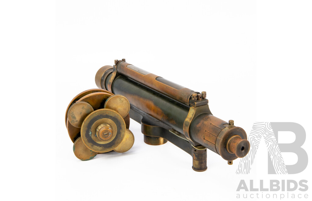 Vintage Troughton & Simms Theodolite with Timber Case, Ex Western Australia Public Works Department