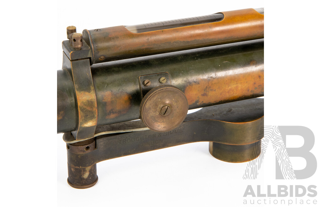 Vintage Troughton & Simms Theodolite with Timber Case, Ex Western Australia Public Works Department