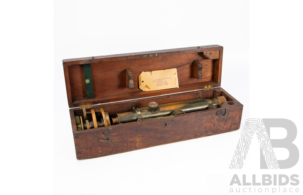 Vintage Troughton & Simms Theodolite with Timber Case, Ex Western Australia Public Works Department