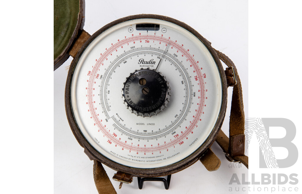 Vintage Paulin Linod Barometer with Leather Case