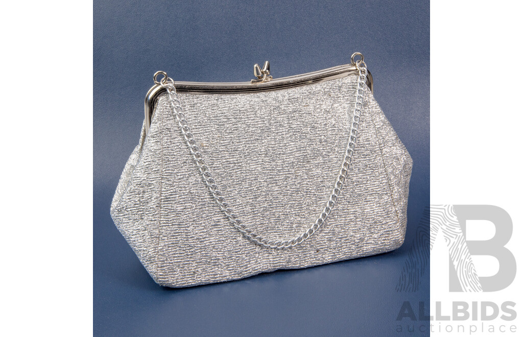 Vintage Metallic Silver Evening Clutch Purse
