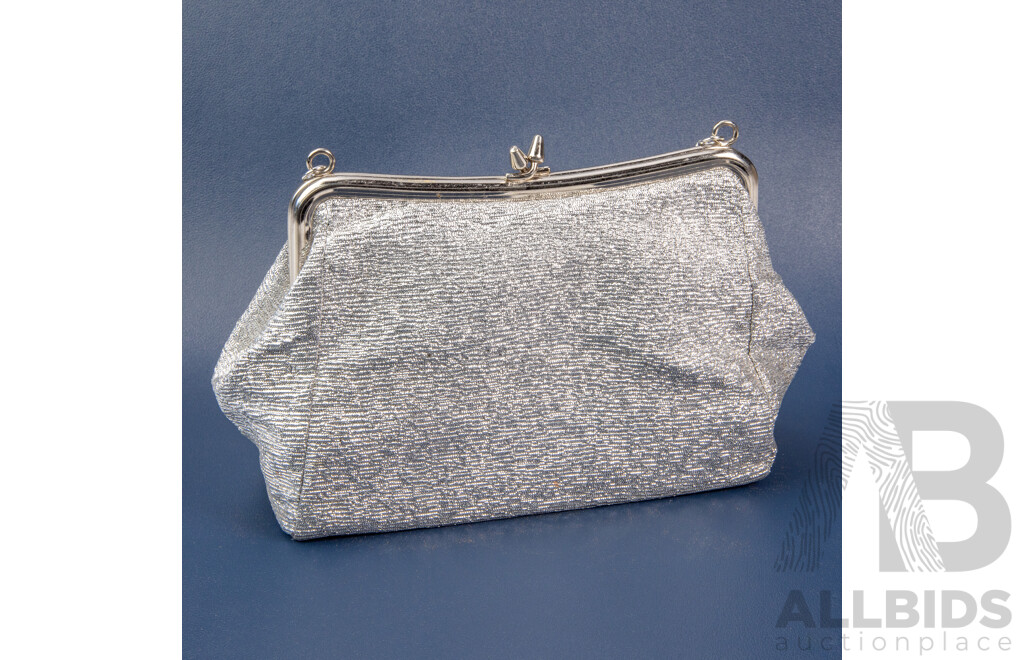 Vintage Metallic Silver Evening Clutch Purse