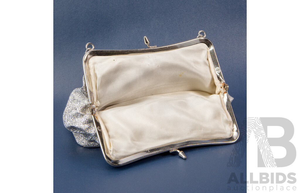 Vintage Metallic Silver Evening Clutch Purse