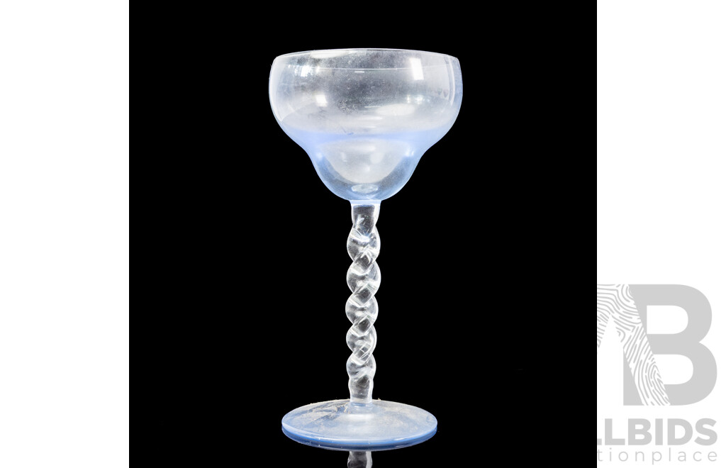 Set of Six Harlequin Wine Glasses on Barley Twist Stem