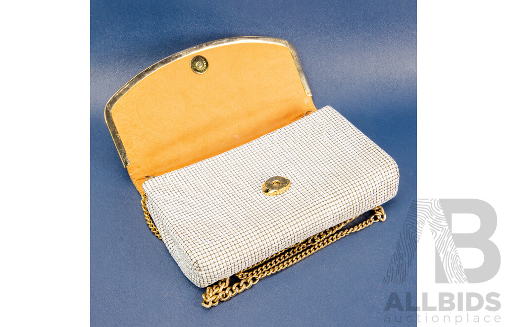 Vintage White Mesh Evening Clutch Purse - by Glomesh