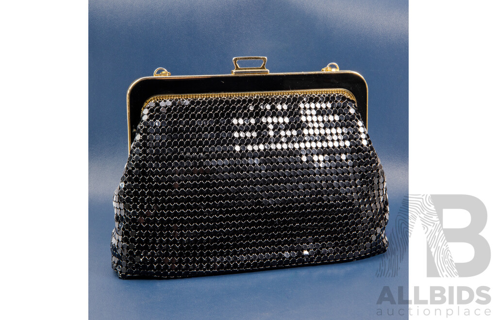 Vintage Black Mesh Evening Clutch Purse - by Glomesh